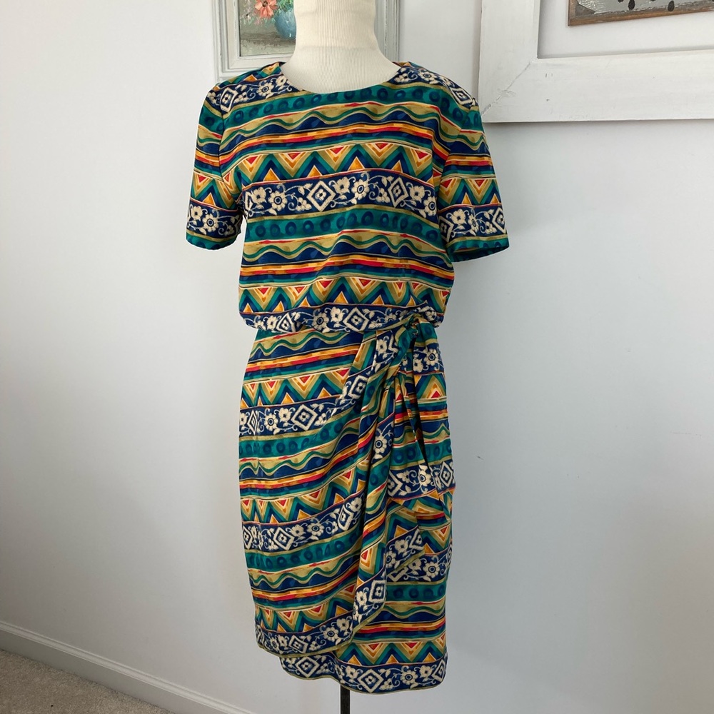 Vintage J.Stevens bright southwest print wrap  dress